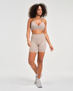 Elevate™ Sculpting Mid Waist Scrunch Shorts | Latte