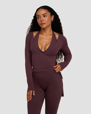 The Essential Collection Wrap Top | Dark Mauve