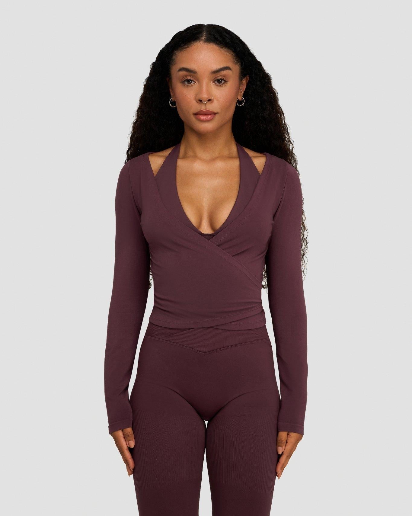 The Essential Collection Wrap Top | Dark Mauve